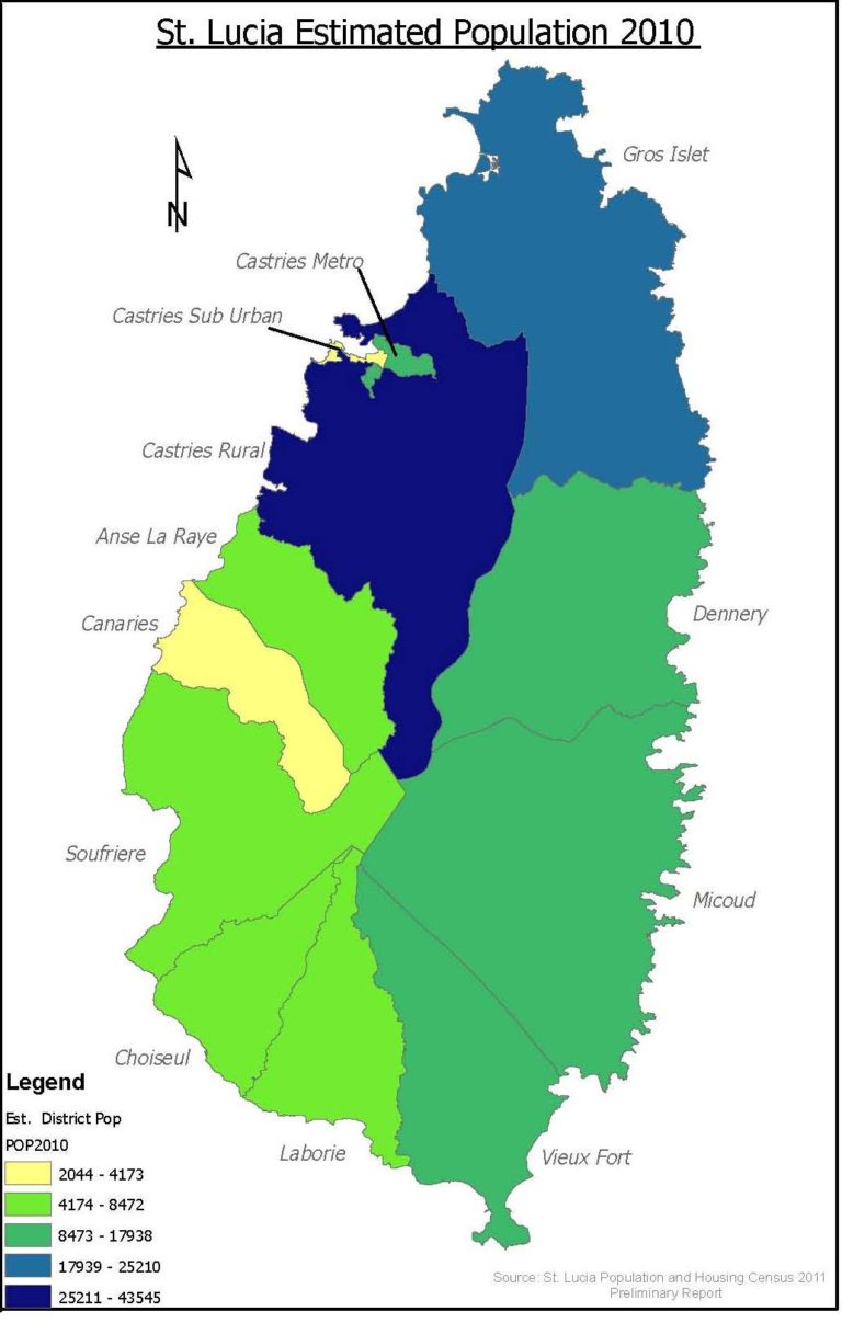 Maps And Shapefiles The Central Statistical Office Of Saint Lucia   Population 2010 768x1207 